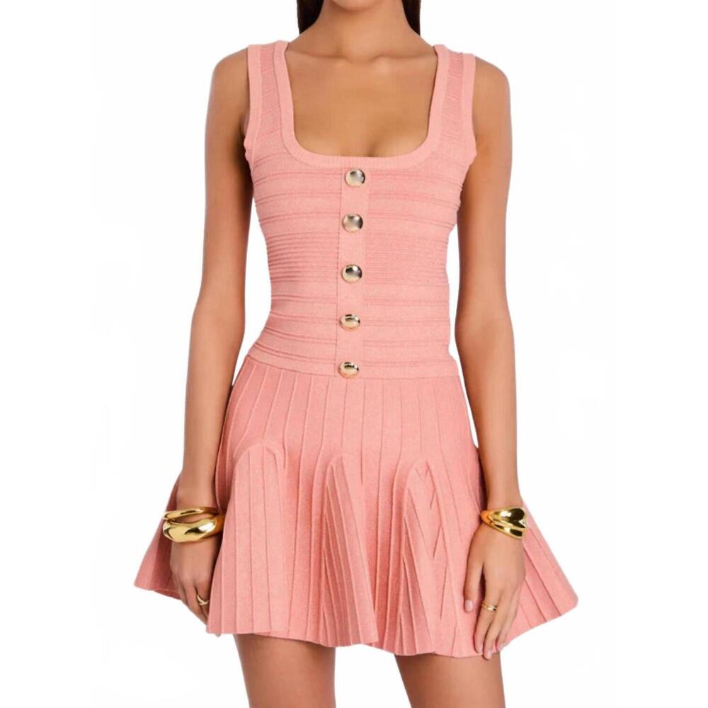 NEW RETROFETE brooke mini dress in metallic peach - Picture 4 of 5